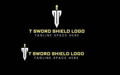T ZWAARDSCHILD | T brief logo merk identiteit logo sjabloon-