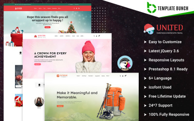 United - Різдво та зима з подорожами - Адаптивна тема Prestashop для електронної комерції