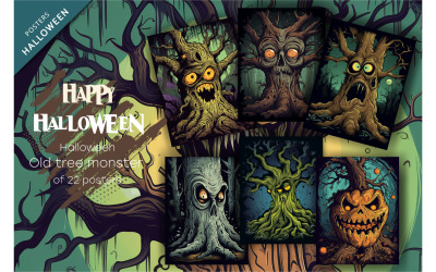 Vecchio mostro dell&amp;#39;albero. Clipart di Halloween.