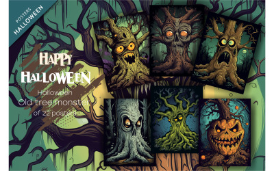 Viejo monstruo de árbol. Imágenes Prediseñadas de Halloween.