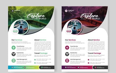 Modelo de design de folheto de viagens de férias, design de folheto e folheto de agência de viagens
