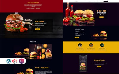 Foodbugers - Restoranlar ve Yiyecek Tek sayfa WordPress Teması