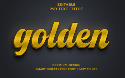 Gyllene 3d texteffektdesign gyllene färg redigerbar hög kvalitet
