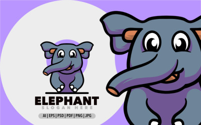 Logo ludique de dessin animé de mascotte d&amp;#39;éléphant