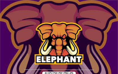 Логотип талисмана слона для игр и спортивного дизайна