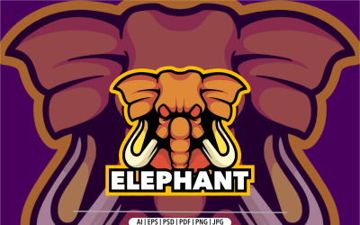 Logotipo de mascota elefante para juegos y diseño deportivo.