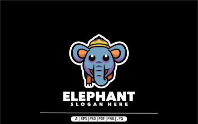 Plantilla de logotipo de diseño de dibujos animados de mascota elefante