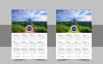 Vecteur de modèle de calendrier mural 2024