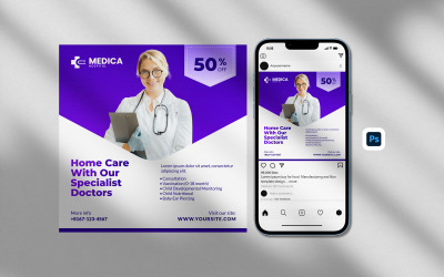 Modelo de postagem médica moderna em mídia social - Design de postagem médica no Instagram