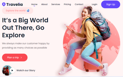 Travellia 旅行社登陆页面 HTML 模板