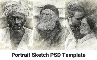 肖像素描 PSD 模板