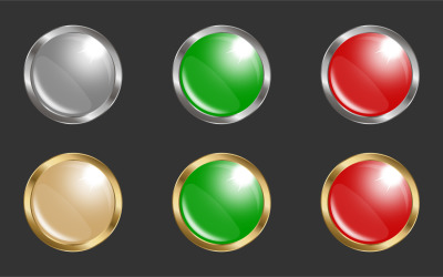 Блестящие круглые кнопки с металлической рамкой