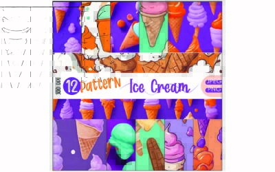 12 图案无缝可爱冰淇淋