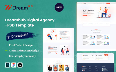 Plantilla PSD para agencia digital Dream Hub