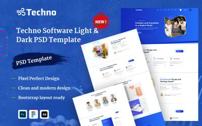 Techno-Software Company Light &amp;amp; Dark PSD шаблон