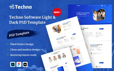 Techno-Software Company Light &amp;amp; Dark PSD Template