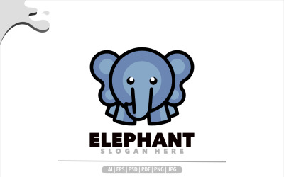 Design de logotipo simples do mascote elefante