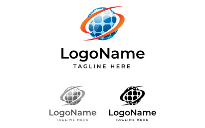 Globe 3d Logo, Fala, Swooch, Podróżowanie po całym świecie, Sieć, Komunikacja, Logistyka, Podróże,