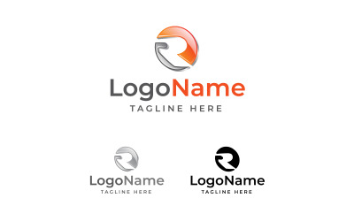 Návrh loga písmeno R, počáteční logo, kulaté logo, 3D návrh loga
