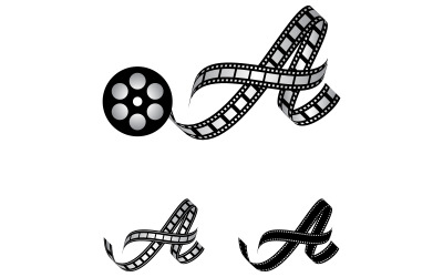 Písmeno A vyrobené z filmového pásu, logo pro mediální fotografii a videonahrávku produkce kanálu na youtube