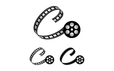 Буква C, зроблена з плівки, логотип для медіа-фотографії, відеозйомки, створення каналів Youtube