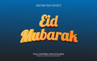 Eid mubarak modelo de design de efeito de texto vetorial editável 3d