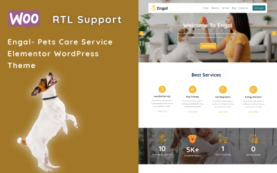 Engal — motyw WordPress dotyczący usług opieki nad zwierzętami Elementor