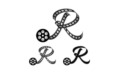 Letra R hecha de tira de película, logotipo para fotografía de medios Videografía Producción de canales de Youtube