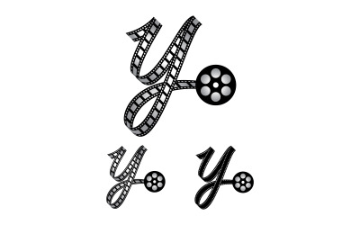 Letra Y feita de tira de filme, logotipo para fotografia de mídia, videografia, produção de canal no Youtube