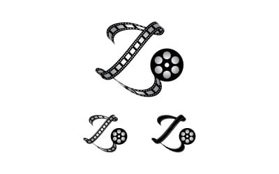 Letra Z feita de tira de filme, logotipo para fotografia de mídia, videografia, produção de canal no Youtube