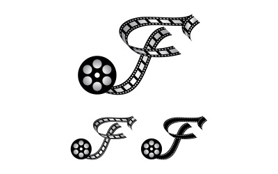 Letter F Made from Film Strip, Logo For Media Photography Videography Youtube Channel Production