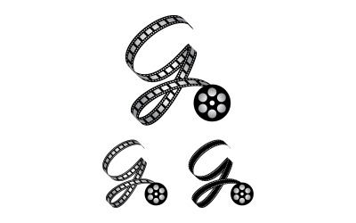 Letter G gemaakt van filmstrip, logo voor mediafotografie videografie YouTube-kanaalproductie