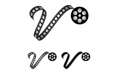Letter V gemaakt van filmstrip, logo voor mediafotografie videografie YouTube-kanaalproductie