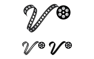 Lettera V realizzata da pellicola, logo per la produzione di canali Youtube di fotografia multimediale e videografia