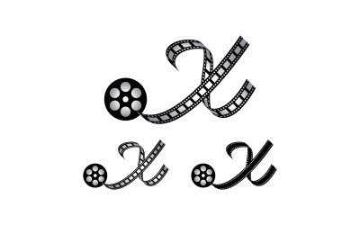 Litera X wykonana z taśmy filmowej, logo dla fotografii medialnej Videography Produkcja kanału YouTube