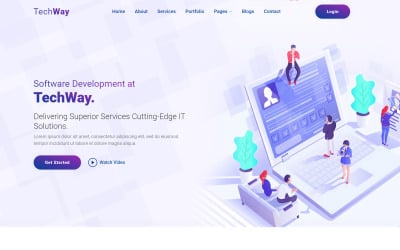 Techway - Многоцелевой адаптивный шаблон веб-сайта для разработки программного обеспечения и бизнес-услуг