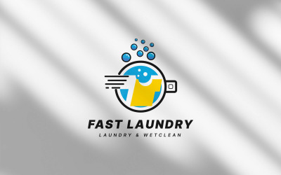 Wäscherei-Logo und Waschmaschine mit Blasen – LGV10