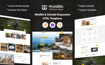 Woldlife - Modello di sito Web reattivo agli animali