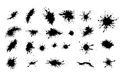 Fläckar, smutsig siluett, Splash Black Ink Spot