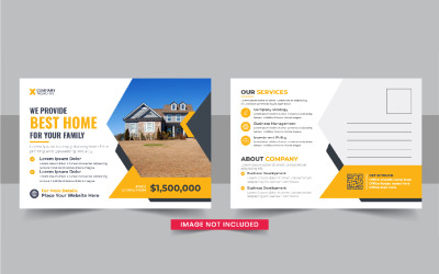 Layout di progettazione del modello di cartolina eddm per la vendita di case o cartoline immobiliari