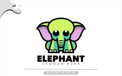 Cute elephant simple logo design