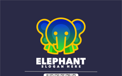 Design de logotipo gradiente de linha de elefante