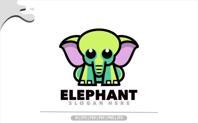 Design de logotipo simples de elefante fofo
