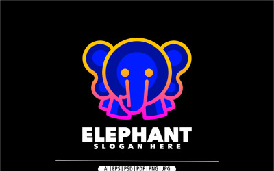 Diseño de logotipo colorido degradado de elefante moderno