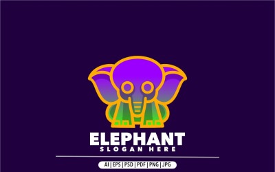 Elefánt vonal színes gradiens design logó modern