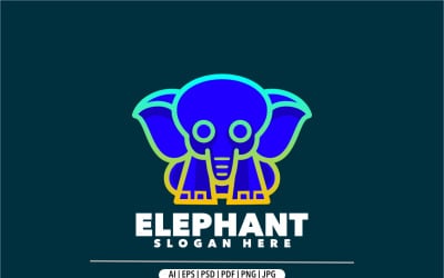 Design de logotipo moderno gradiente de linha de elefante