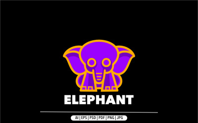 Logo de conception colorée simple éléphant
