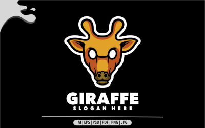 Création de modèle de logo de mascotte de tête de girafe