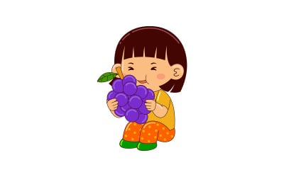 menina crianças comendo vetor de uva