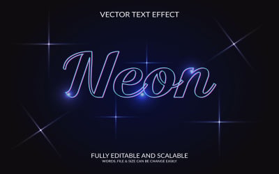 Modello effetto testo 3d vettoriale modificabile al neon